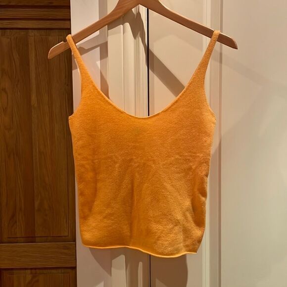 🎀 Vince 100% cashmere orange lightweight knit tank top xxs - Picture 3 of 12